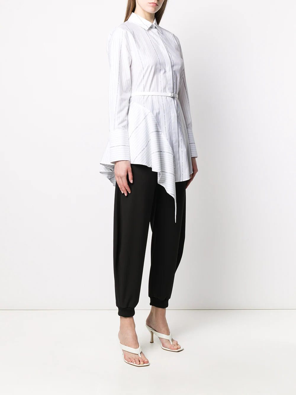 Off-White striped asymmetric mini shirt dress - Image 3