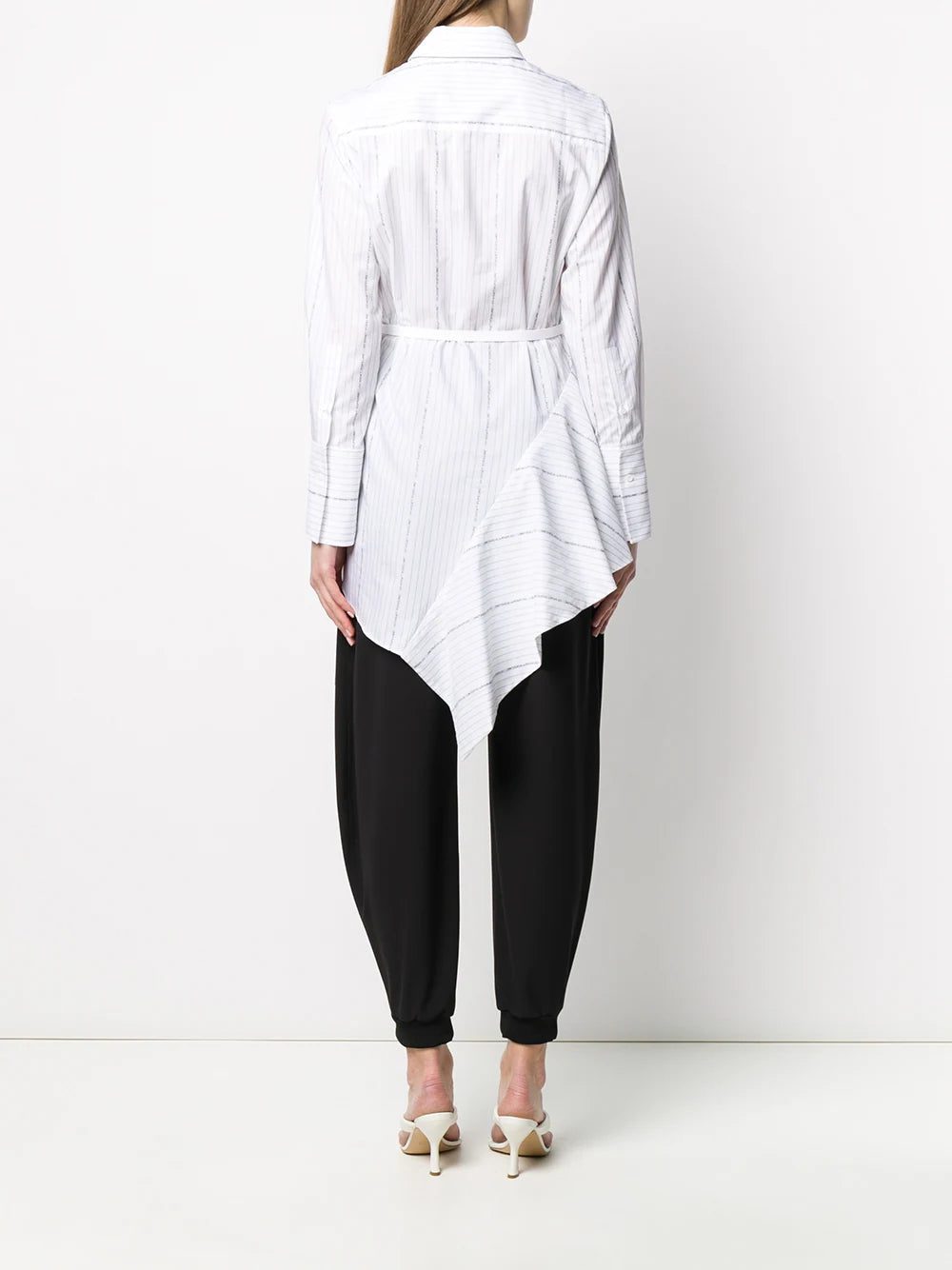 Off-White striped asymmetric mini shirt dress - Image 4