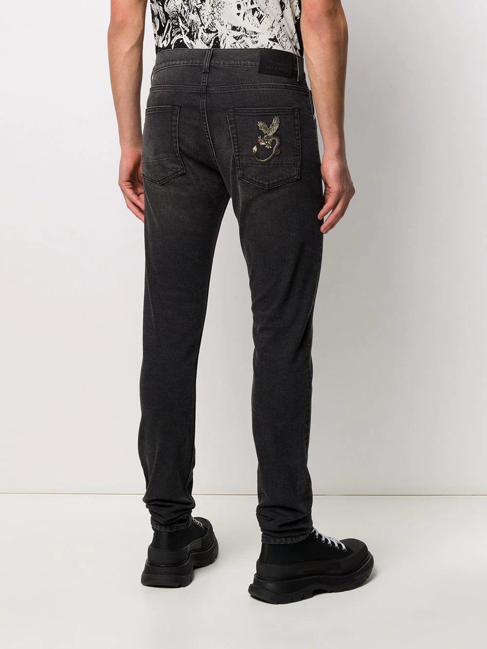 Alexander McQueen dragon patch slim-fit jeans - Image 4