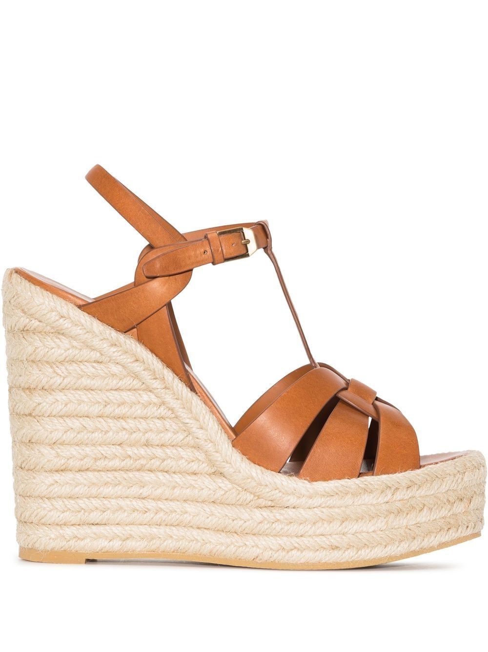 Saint Laurent T-strap 85mm espadrille wedge sandals