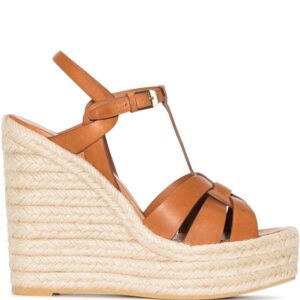 Saint Laurent T-strap 85mm espadrille wedge sandals