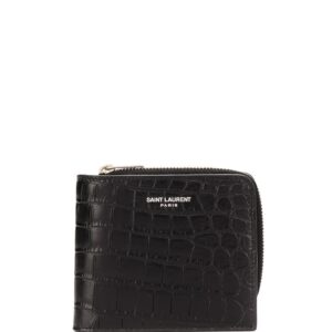 Saint Laurent  matte crocodile embossed zip-around wallet