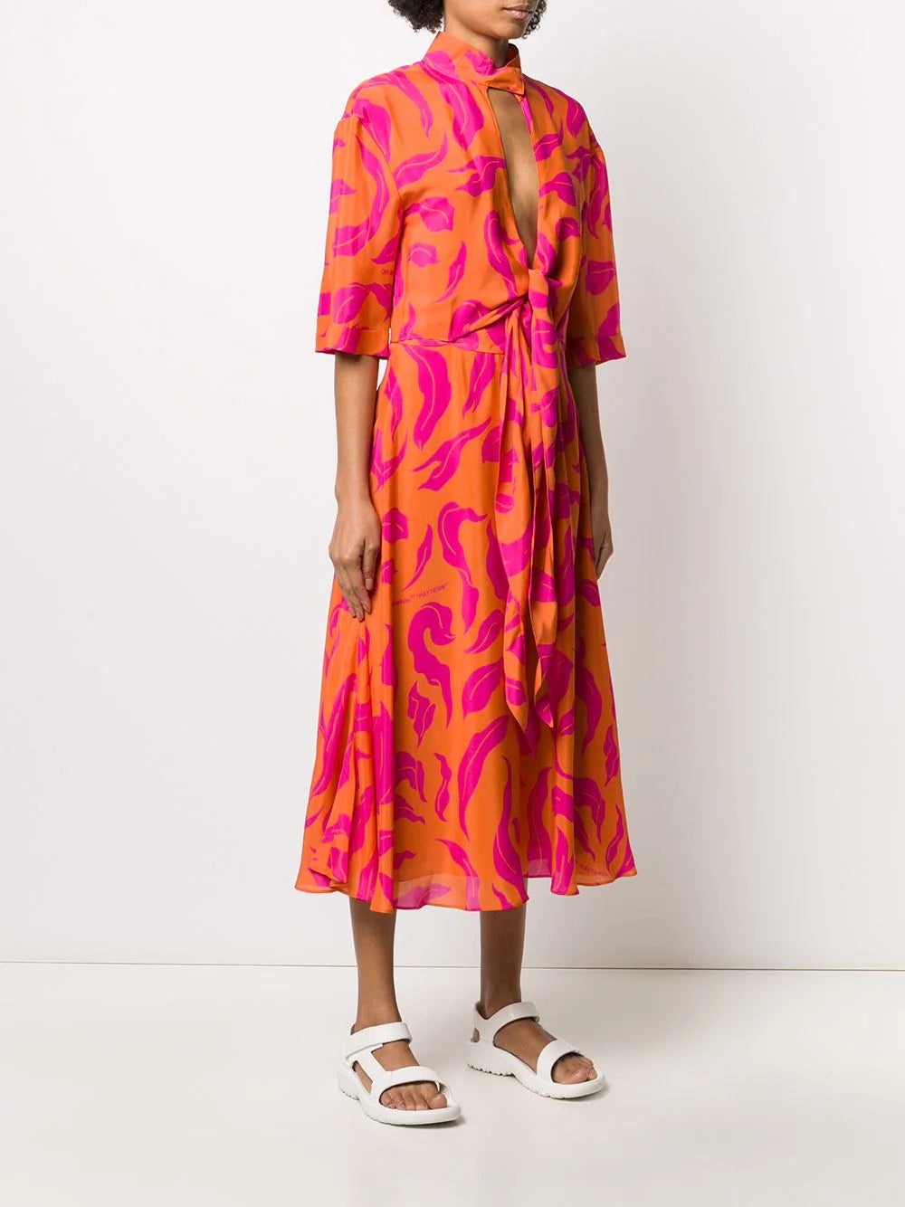 Off-White leaf print plung dress - Image 3