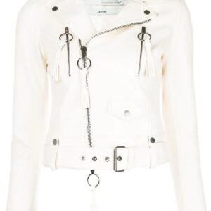 Off-White  fringe details biker jacket