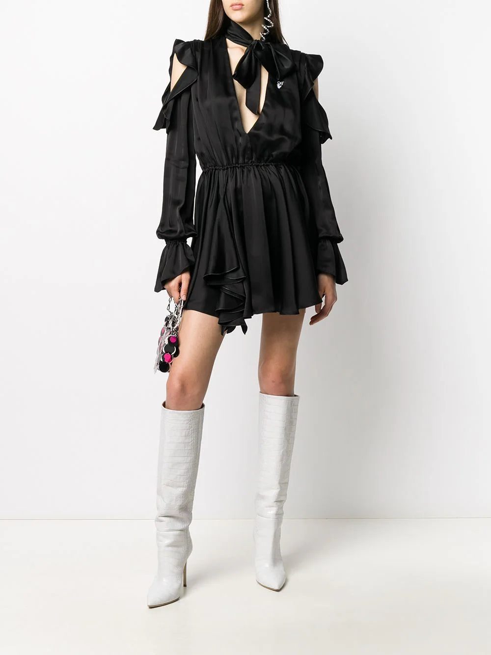 Off-White ruffle-detail logo-print dress - Image 2