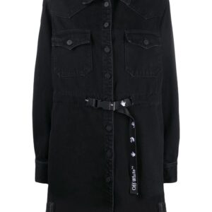 Off-White frayed Industrial belted denim dress