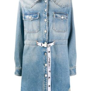 Off-White frayed Industrial belted denim dress