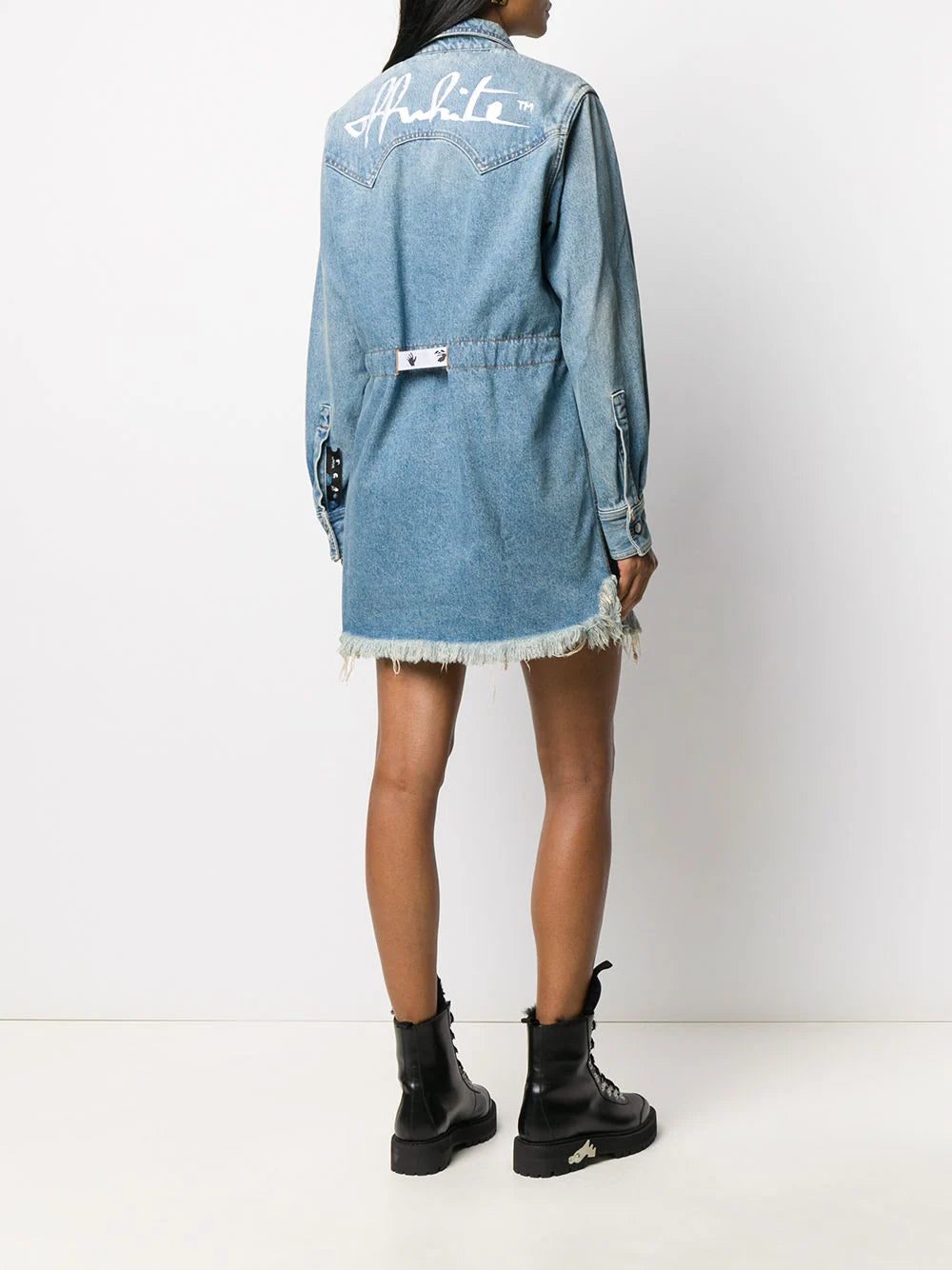 Off-White frayed Industrial belted denim dress - Image 4