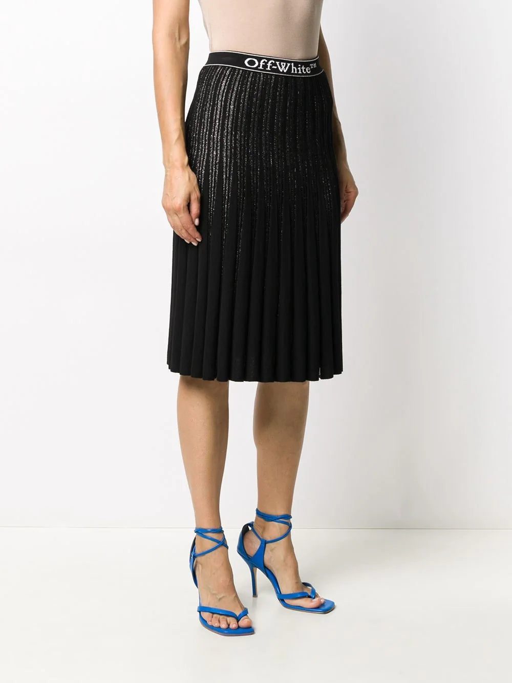 Off-White metallic knitted pleated skirt - Image 3