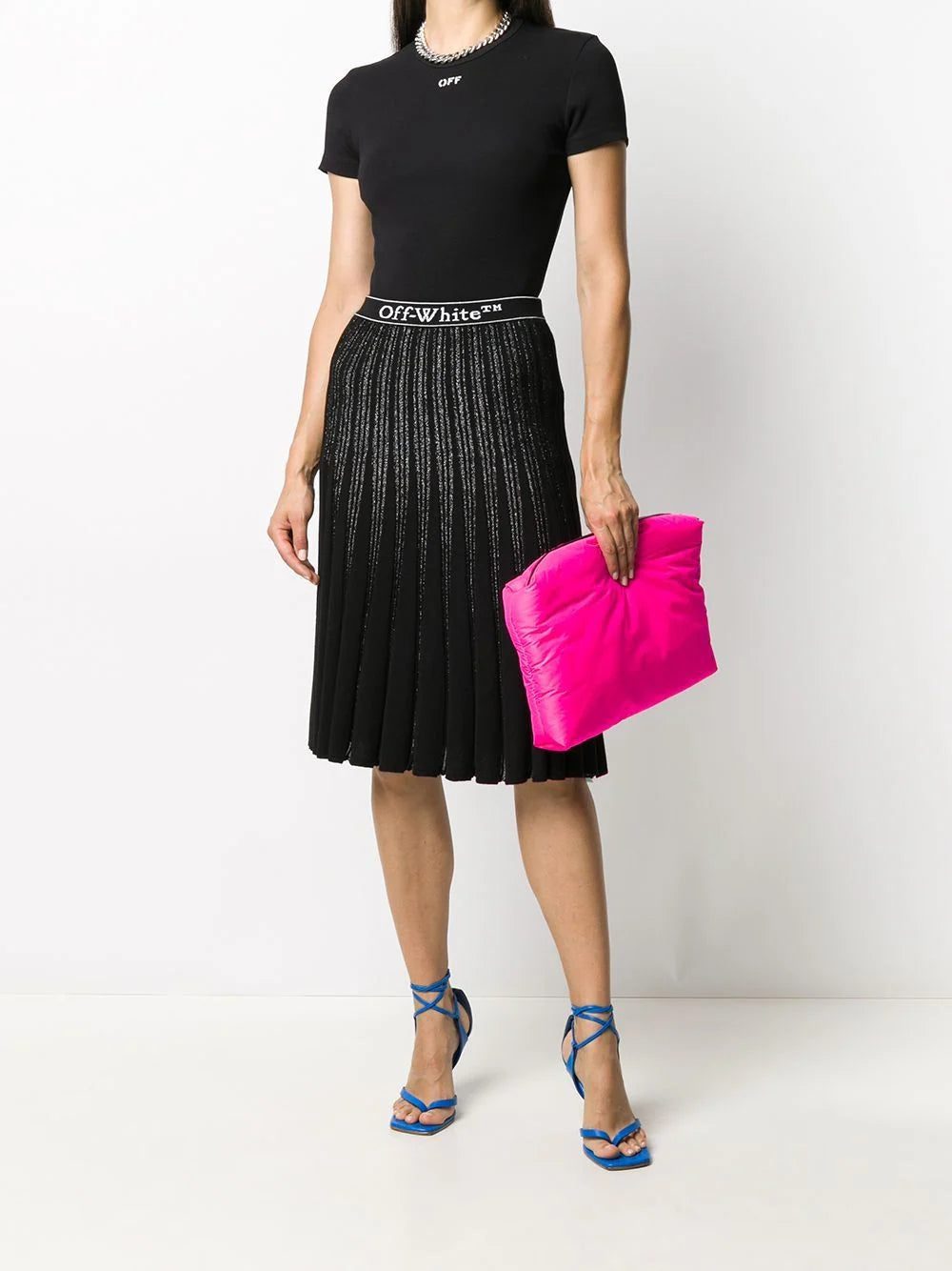 Off-White metallic knitted pleated skirt - Image 2