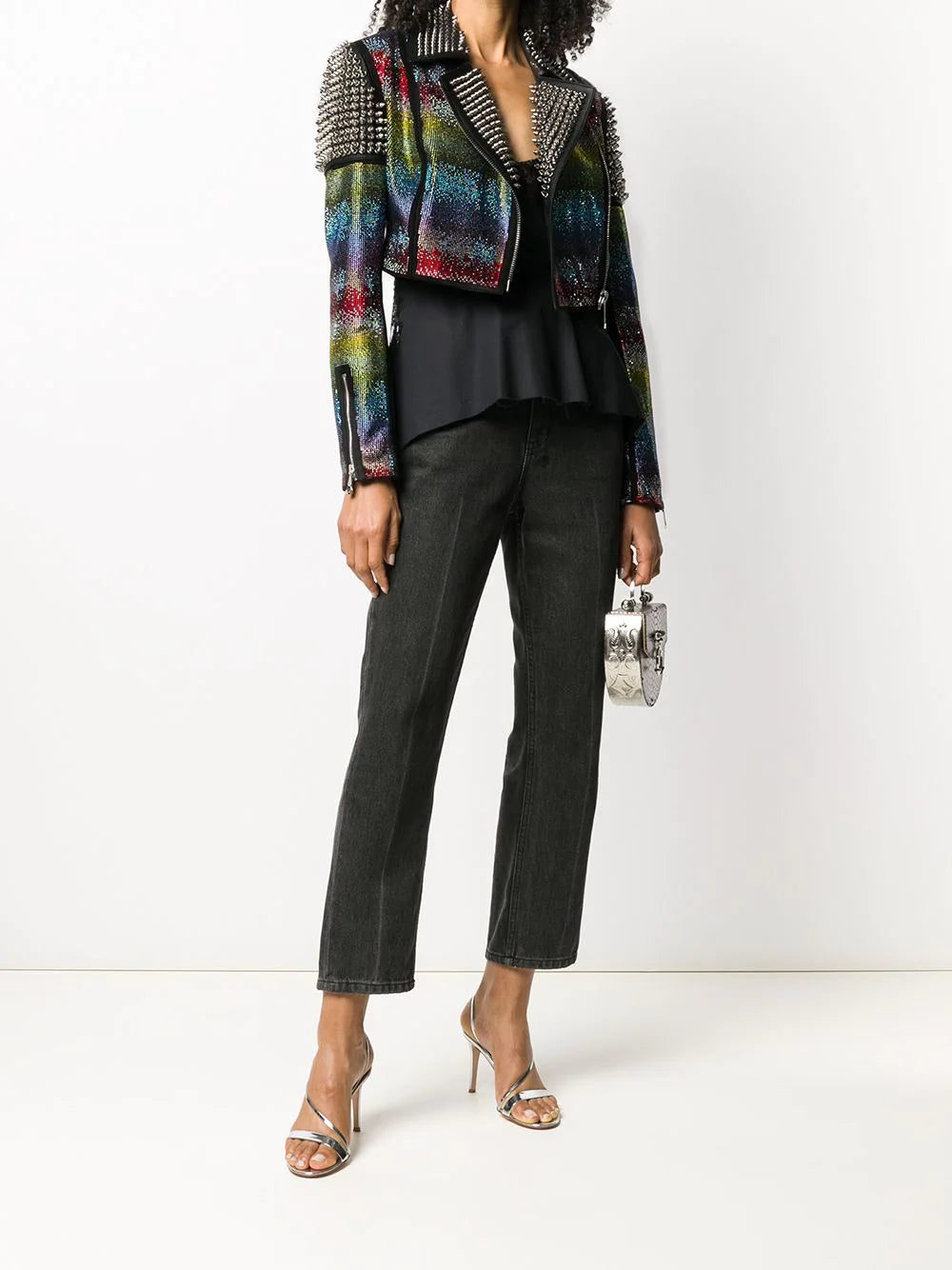 Philipp Plein rainbow-studded biker jacker - Image 2