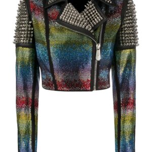 Philipp Plein  rainbow-studded biker jacker