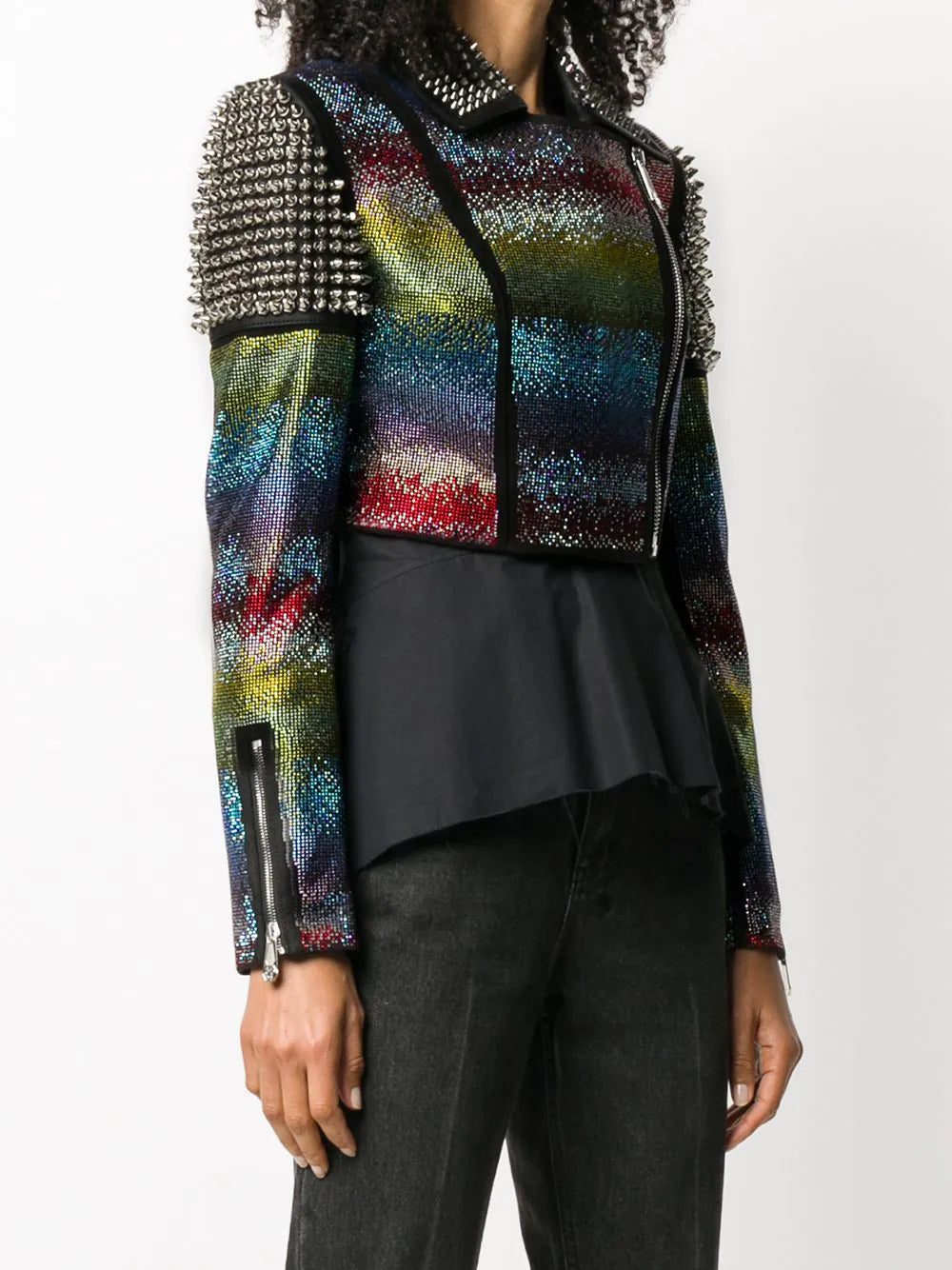 Philipp Plein rainbow-studded biker jacker - Image 3