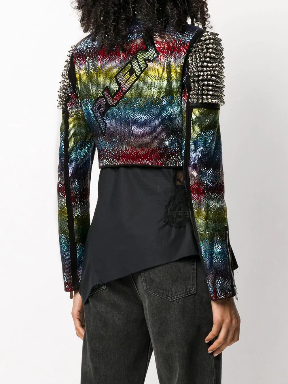 Philipp Plein rainbow-studded biker jacker - Image 4