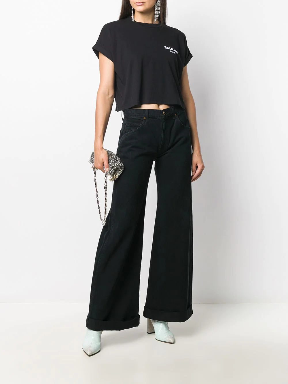 Balmain logo-embroidered cropped T-shirt - Image 2