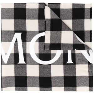 Moncler logo print checked scarf