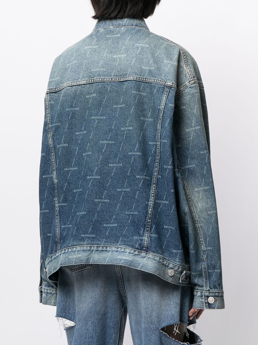 Balenciaga logo-print denim jacket - Image 4