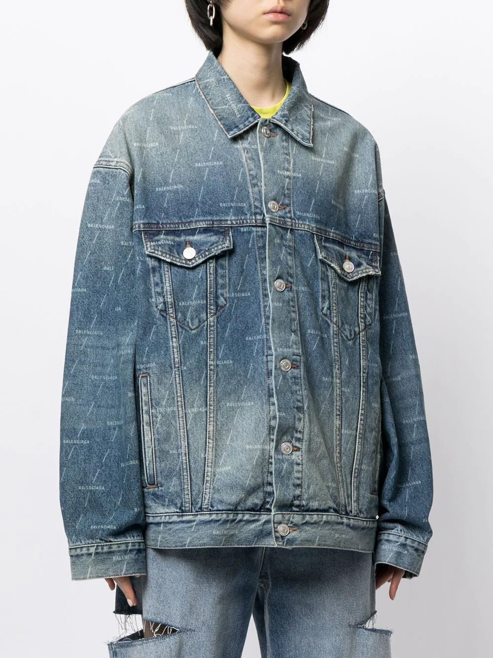 Balenciaga logo-print denim jacket - Image 3