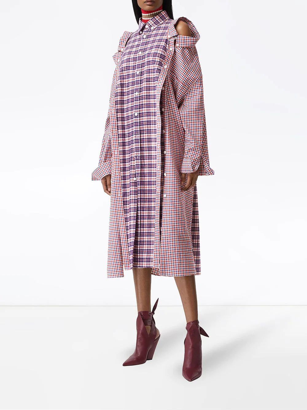 Burberry reconstructed contrast check shirt dress - Image 2