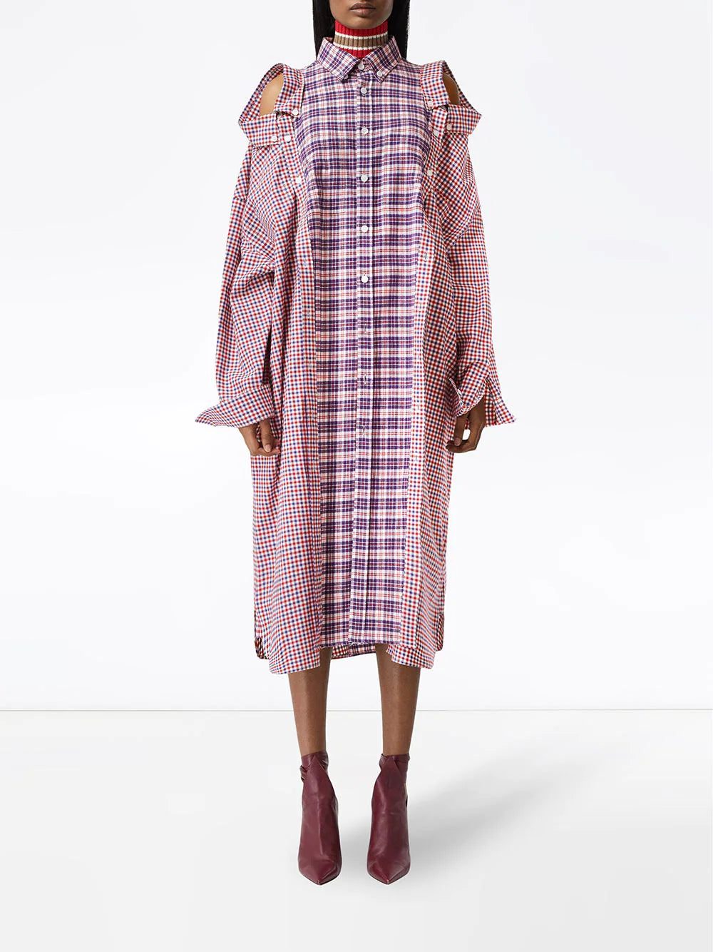 Burberry reconstructed contrast check shirt dress - Image 3