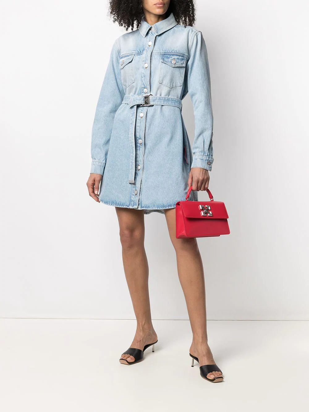 Off-White Arrows floral-embroidered denim shirtdress - Image 2