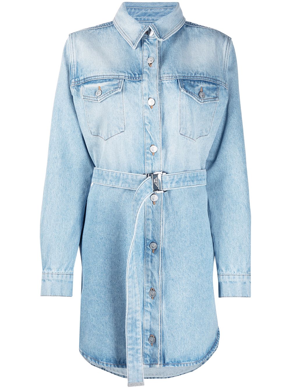 Off-White Arrows floral-embroidered denim shirtdress