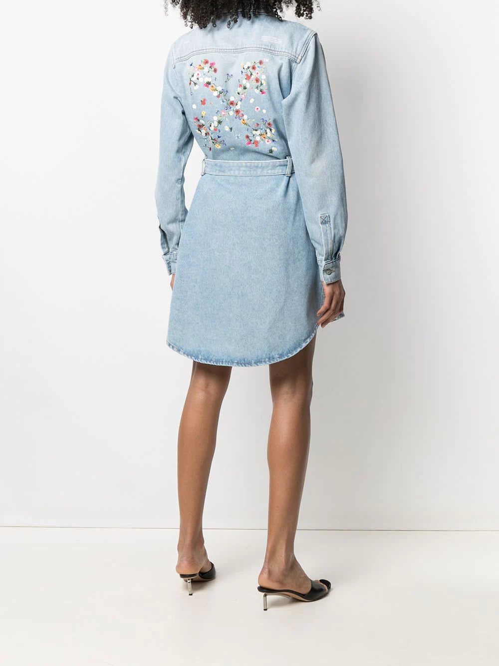 Off-White Arrows floral-embroidered denim shirtdress - Image 4