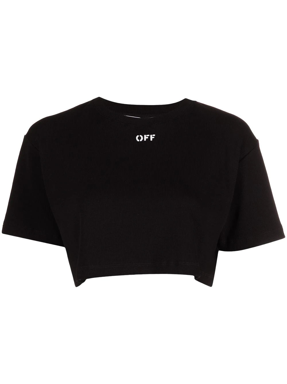 Off-White logo-print cropped rib T-shirt