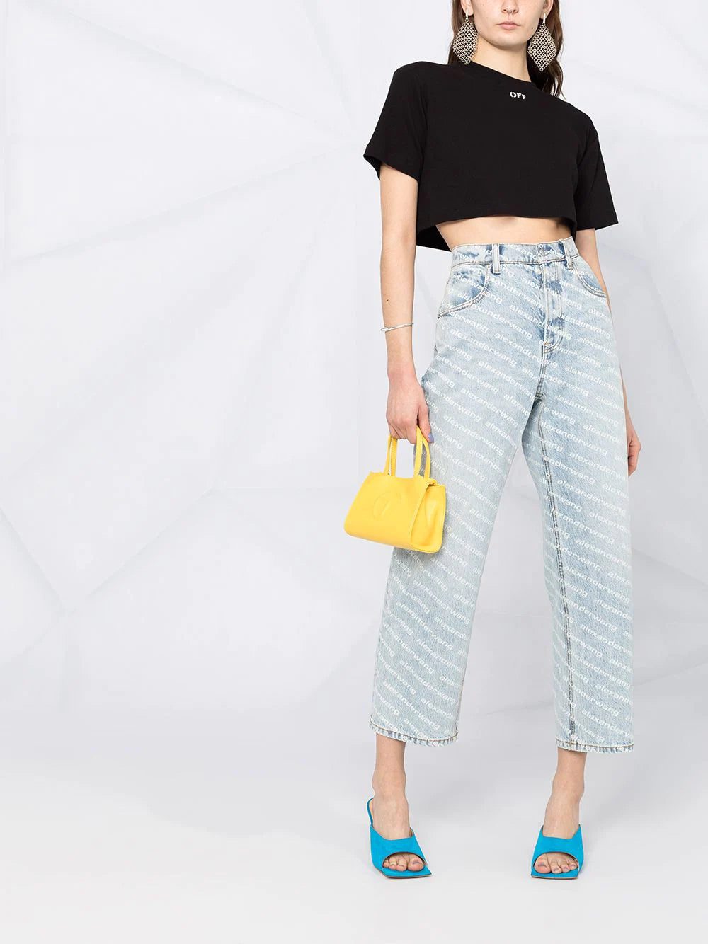 Off-White logo-print cropped rib T-shirt - Image 2