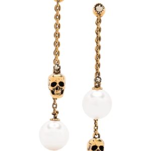 Alexander McQueen  pearl-embellished skull pendant earrings