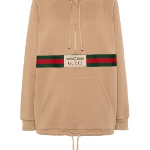 Gucci Web-stripe cotton hoodie