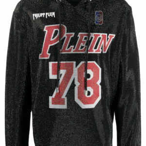 Philipp Plein  Crystal logo rib-trimmed hoodie