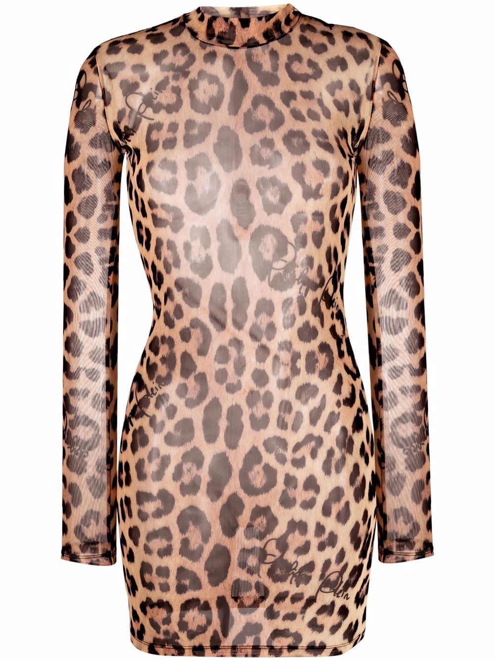 Philipp Plein leopard-print mock neck dress