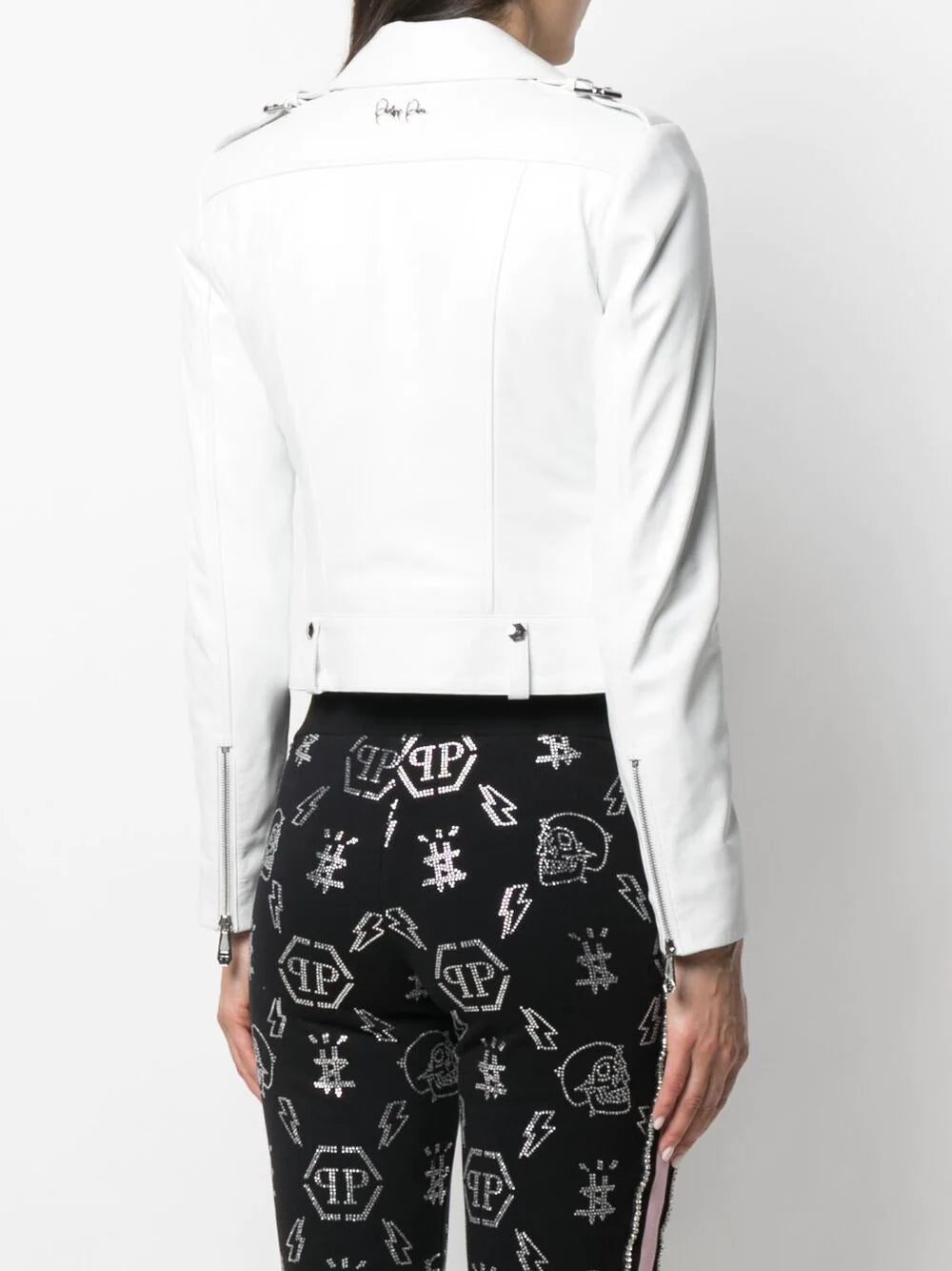 Philipp Plein cropped leather biker jacket - Image 4