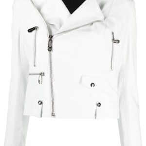 Philipp Plein  cropped leather biker jacket