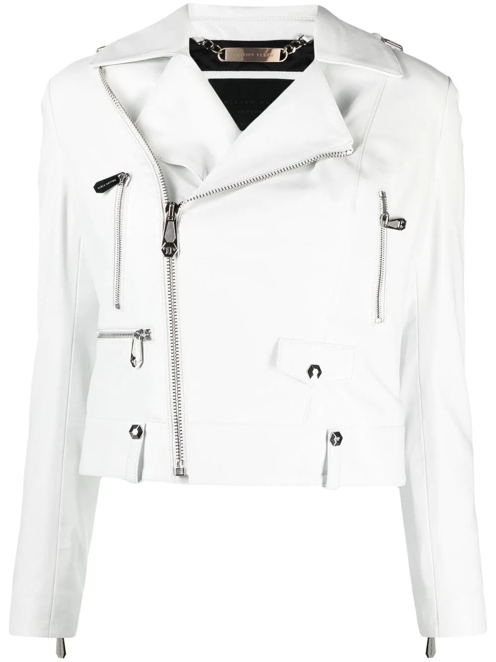 Philipp Plein cropped leather biker jacket