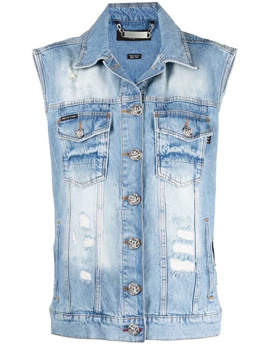 Philipp Plein logo patch denim vest
