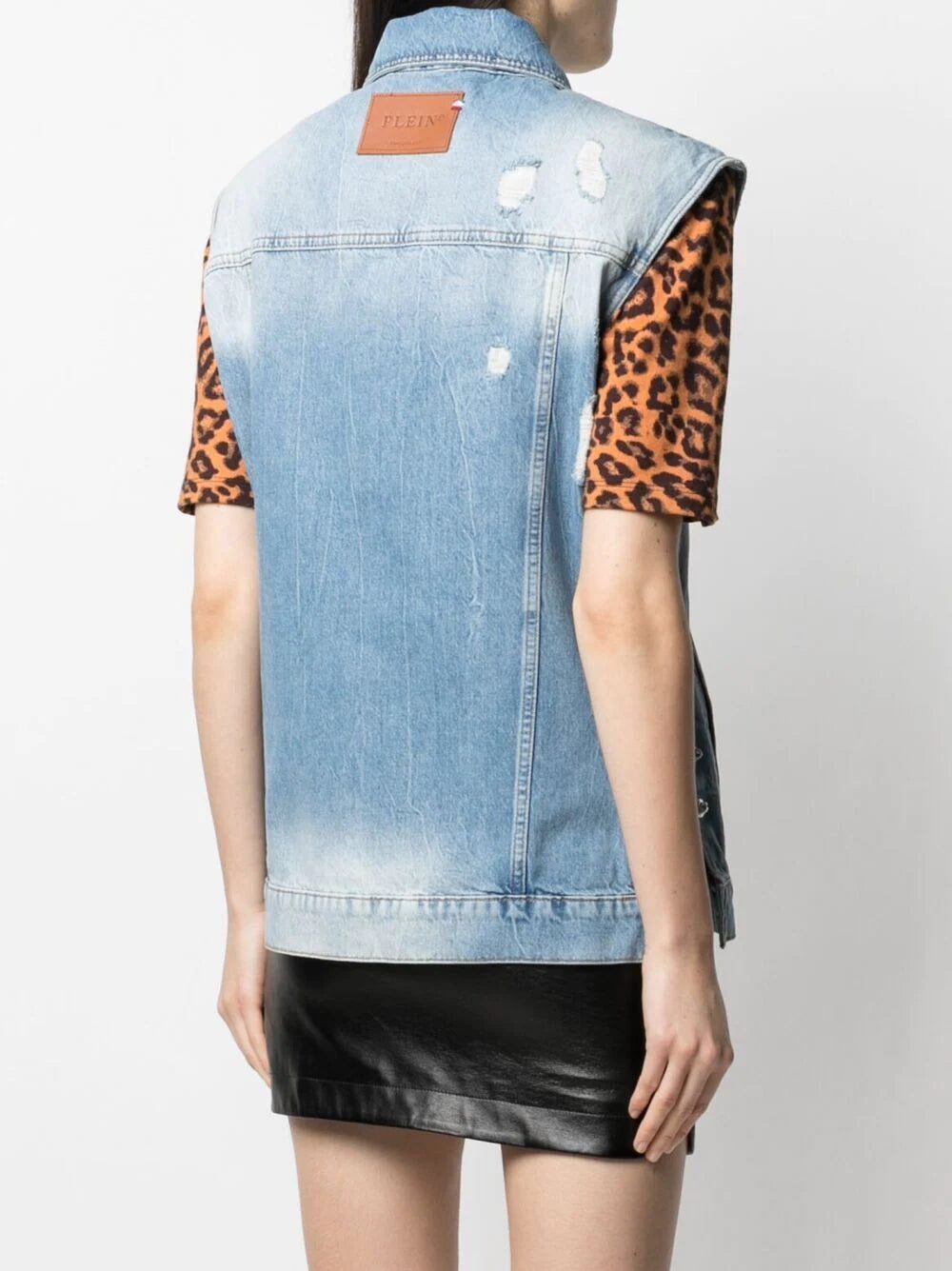 Philipp Plein logo patch denim vest - Image 4