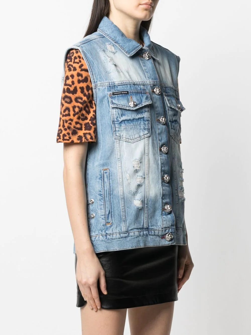 Philipp Plein logo patch denim vest - Image 3