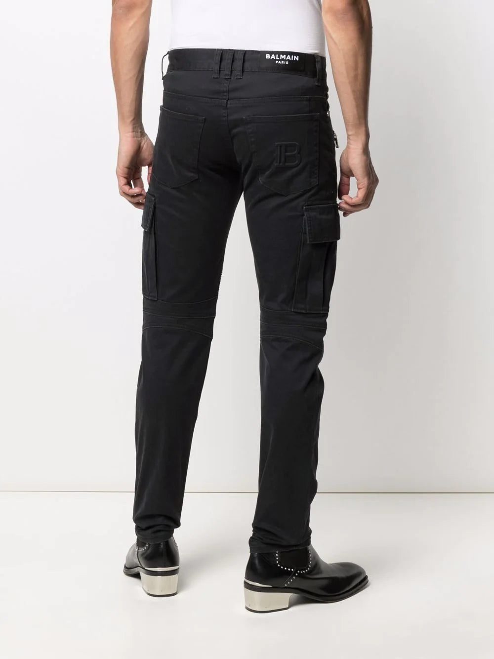 Balmain B-embossed cargo jeans - Image 4
