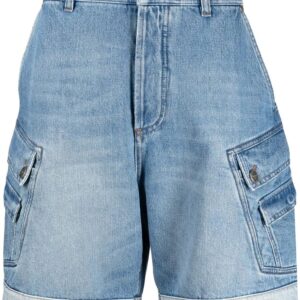 Balmain  embroidered-logo denim shorts