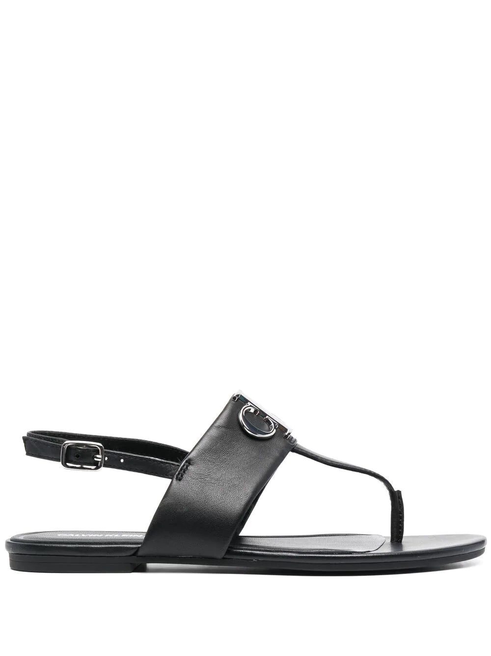 Calvin Klein logo plaque thong sandals