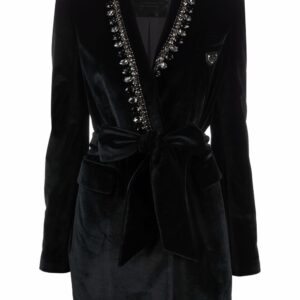 Philipp Plein logo-plaque velvet blazer dress