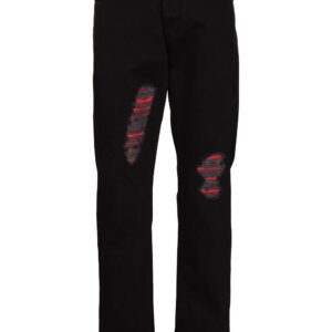 Alexander McQueen ripped-detailing straight-leg jeans