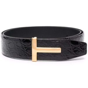 Tom Ford logo-buckle crocodile-effect belt