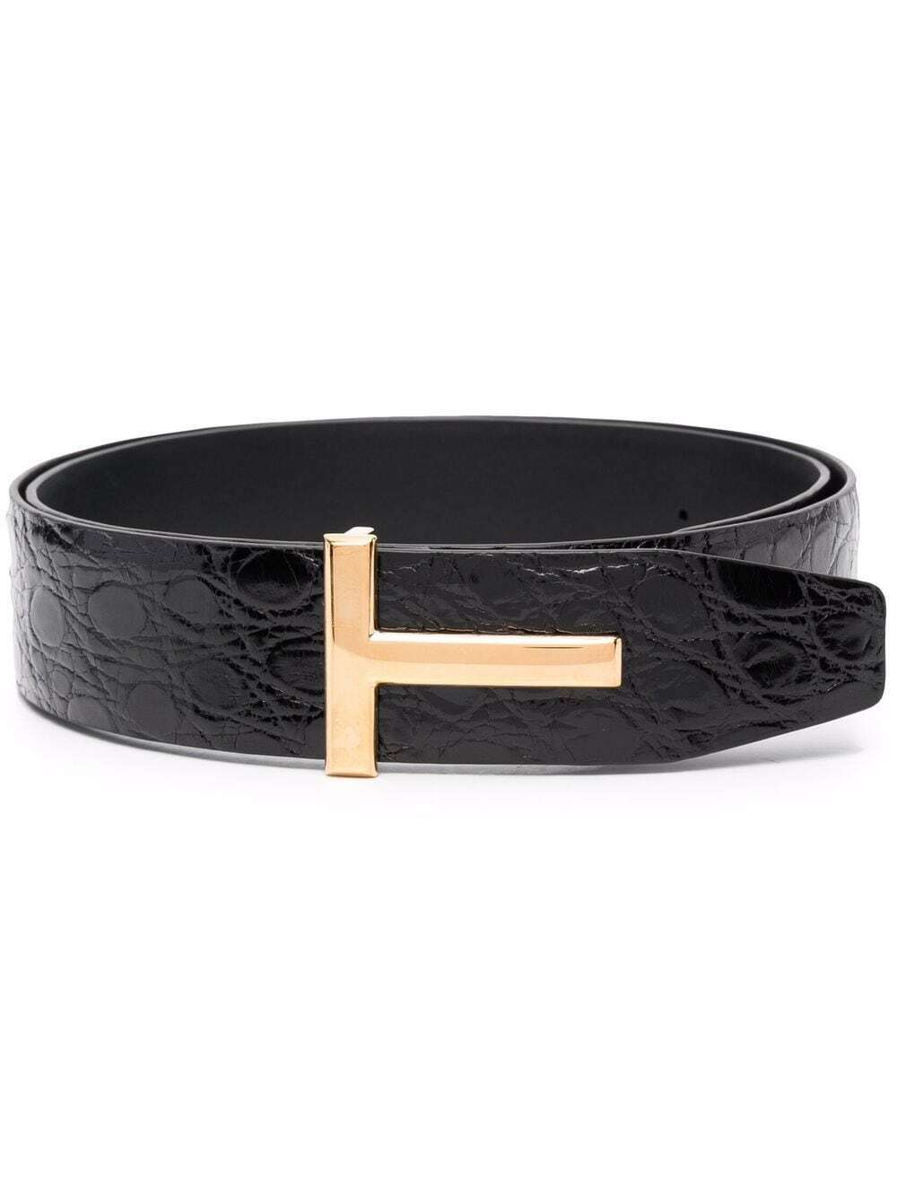 Tom Ford logo-buckle crocodile-effect belt