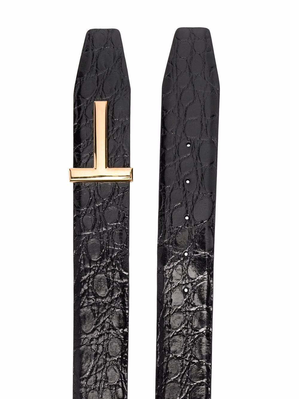 Tom Ford logo-buckle crocodile-effect belt - Image 2