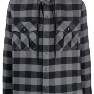Off-white Arrows-print check hoodie shirt