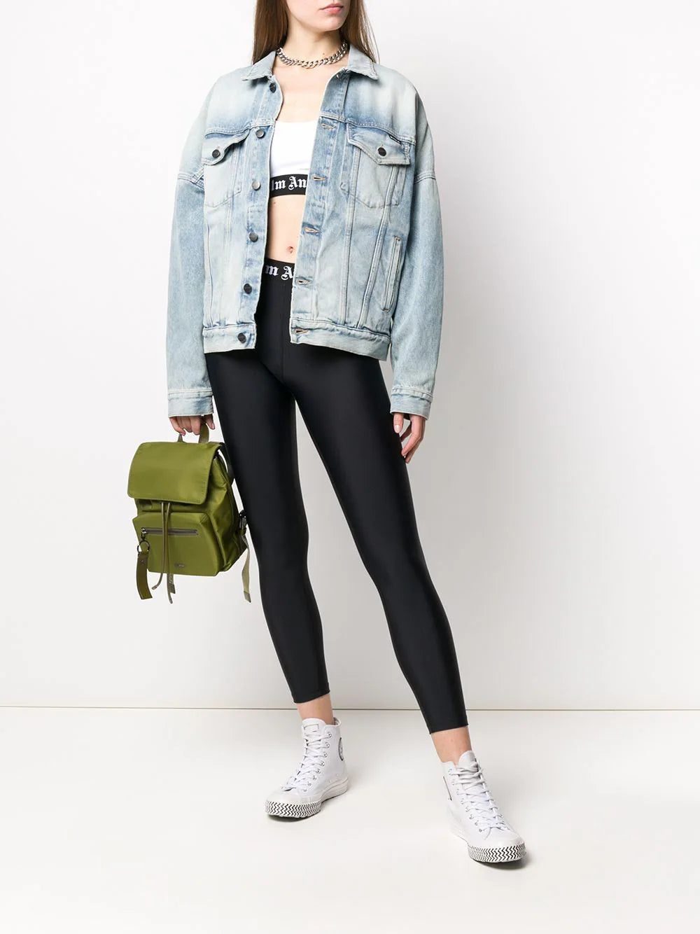 Palm Angels logo-waistband cropped legging - Image 2