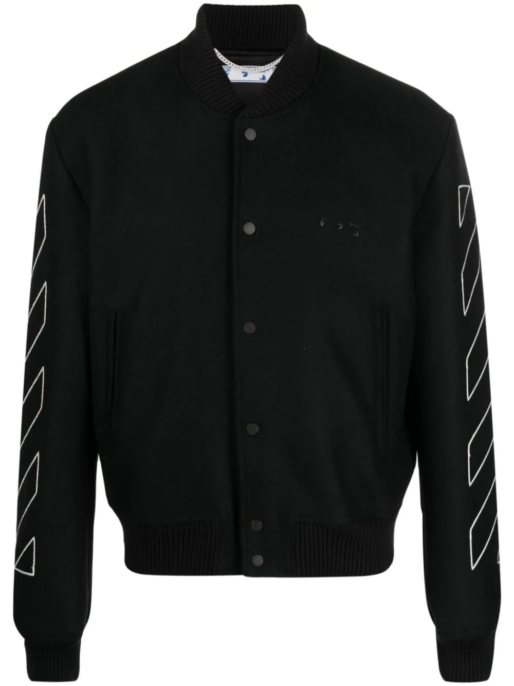 Off-White diagonal stripe varsity bomber jacket